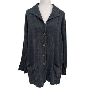 Cut Loose Linen Blend Blazer Jacket Nautical Navy Blue Lagenlook size Medium